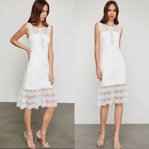 BCBGMAXAZRIA Midi Lace Inset Sheath Dress
White  size M